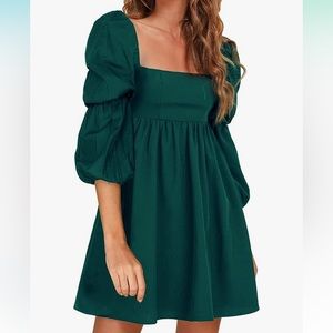 Puffy sleeve, square neck, mini dress